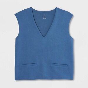 a new day Sky Blue V-Neck Tank Top Size S